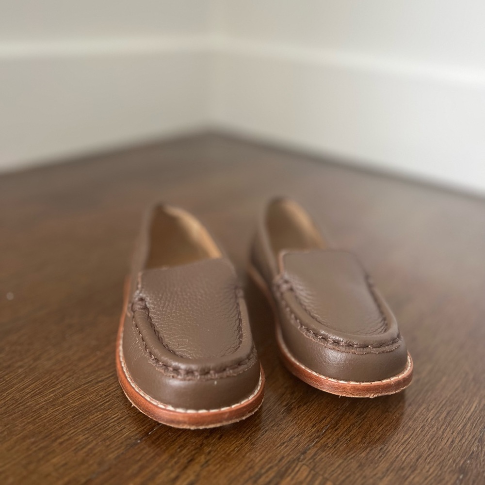 Janie and Jack Brown Leather Driving Loafer - Size 8 (euro size 24)